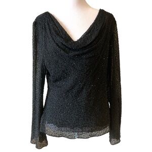 Talbots 10 petite top beaded formal black
